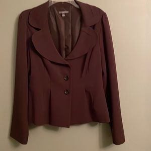 Apt 9 brown jacket. Size 10, scoop and collared neckline. Lined, pleated.